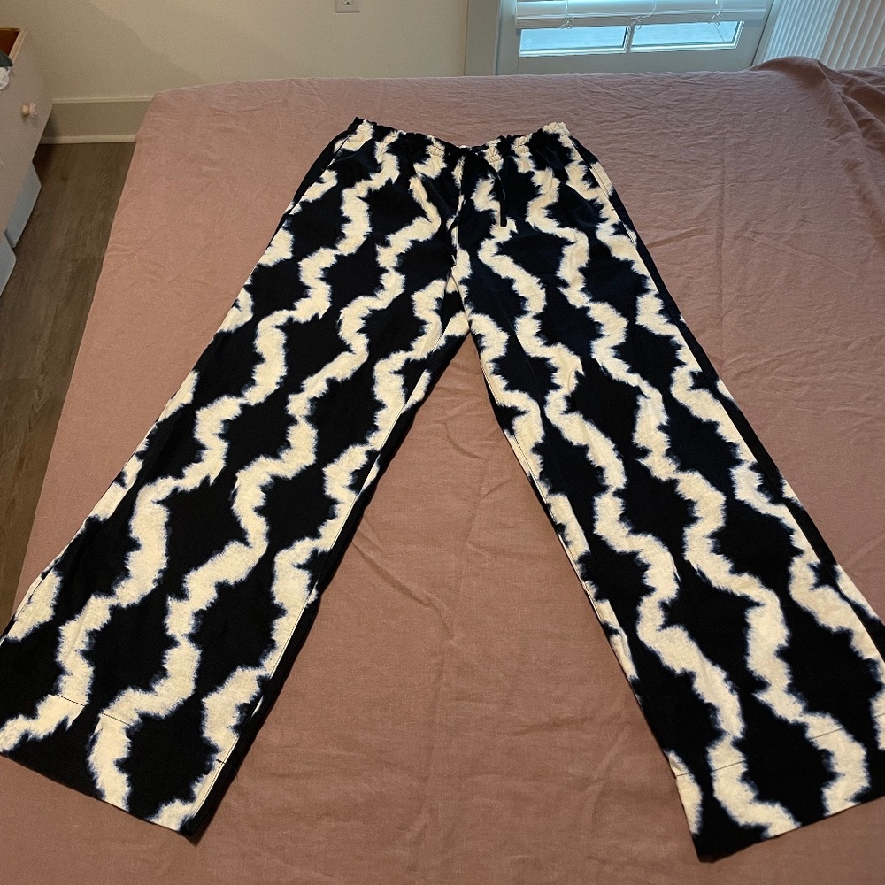 Tie Dye Blue and White Women's Pants Linen